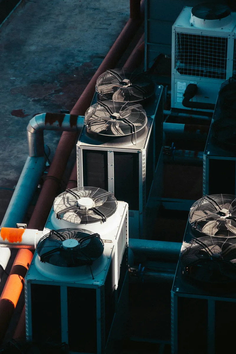 Commercial outdoor HVAC equipment and ventilation fans